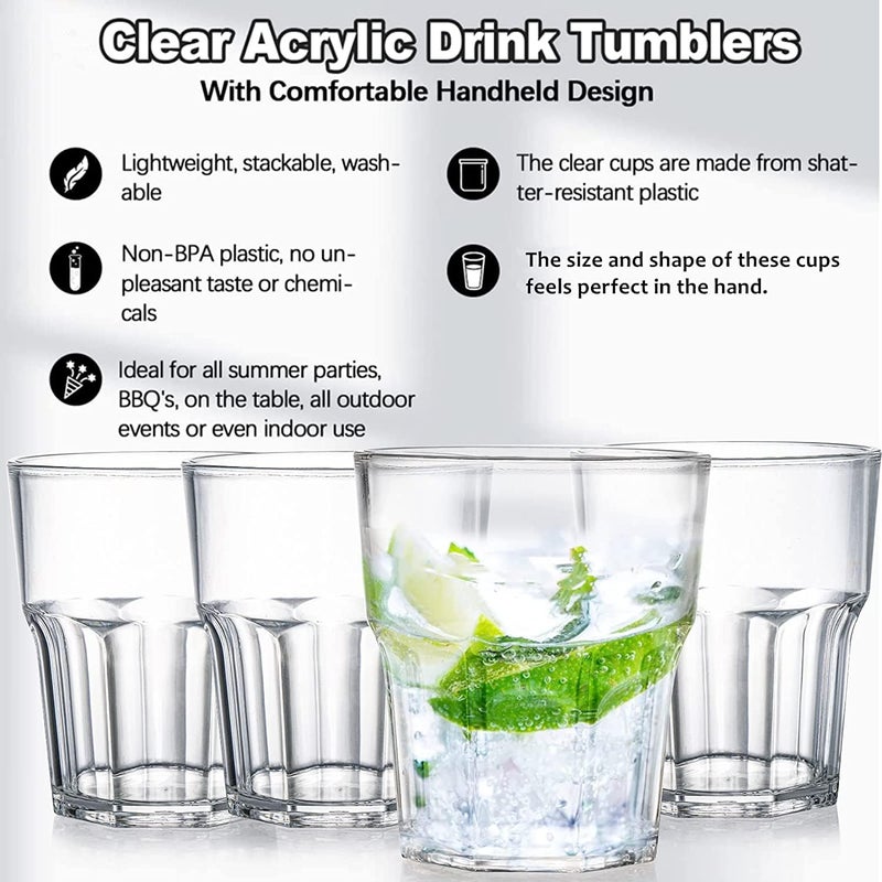 Tebery 8 Pack Clear Plastic Tumblers Cups, 8 Oz BPA-Free Reusable Drinking Water Cup, Small Mini Stackable Juice Cup, Unbreakable - Image 3